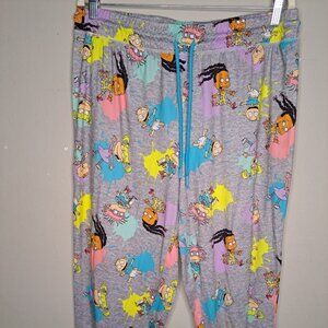Nickelodeon Gray Pajama Pants with Colorful Cartoon Print